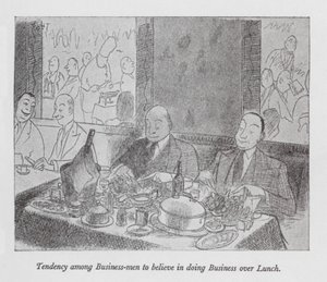 Tendencja wśród biznesmenów do robienia interesów podczas lunchu (litho)