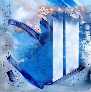 Płynny niebiesko-złoty abstrakt