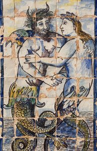 Płytki Azulejos w ogrodach pałacowych przedstawiające stworzenia morskie (ceramiczne) autorstwa Portuguese School