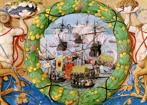 Święto Floty Portugalskiej, ilustracja z Lettura Nova Alema Douro, 1513 autorstwa Portuguese School