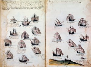 Okręty wojenne. Wspomnienia o armadach Portugalii pod rządami króla Manuela I (1469-1521). Rękopis z 1505 r. Paryż. BN autorstwa Portuguese School
