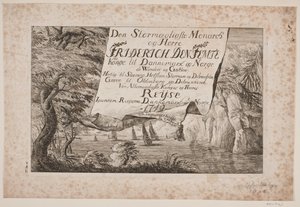 Strona tytułowa do podróży króla Fryderyka V przez Danię i Norwegię 1749