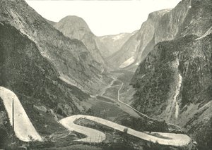 Droga Zig-Zag i wodospady, Stalheim, Norwegia, 1895.