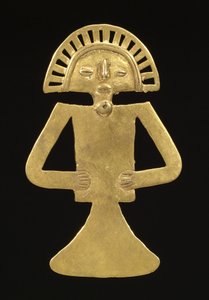 Wisiorek figuralny, ok. 700-1000 (złoty) autorstwa Pre Columbian Pre Columbian
