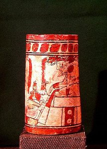 Wazon cylindryczny, Majowie, VII-VIII w. (kamień polichromowany) autorstwa Pre Columbian Pre Columbian