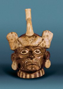 Cywilizacja prekolumbijska: ceramiczny wazon z portretem, z Peru autorstwa Pre Columbian Pre Columbian
