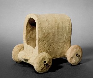 Model krytego wozu, podobno z Hammam w pobliżu Karkemisz (Jerablus) w Syrii, ok. 2400-2300 p.n.e. (terakota) autorstwa Prehistoric