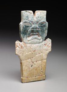 Tablica antropomorficzna, prawdopodobnie ognisty wąż, okres przedklasyczny, 800-400 pne (serpentyna i cynober) autorstwa Prehistoric Prehistoric