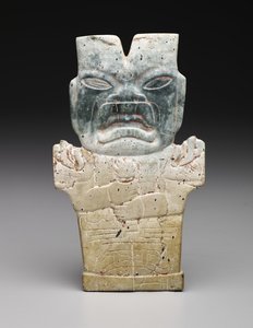 Tablica antropomorficzna, prawdopodobnie ognisty wąż, okres przedklasyczny, 800-400 pne (serpentyna i cynober) autorstwa Prehistoric Prehistoric