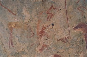 Postacie ludzkie i zwierzęce (malarstwo jaskiniowe) autorstwa Prehistoric Prehistoric