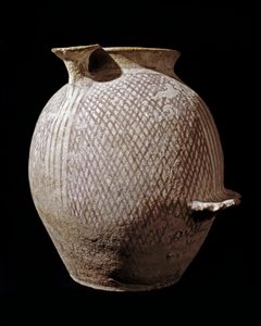Prehistoria: polichromowany ceramiczny wazon z Jerycha. 3000-2100 pne. Amman, Muzeum Archeologiczne, Jordania autorstwa Prehistoric Prehistoric