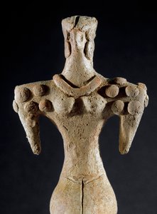 Prehistoria: gliniana statuetka przedstawiająca kobietę o kwadratowym ramieniu z centralnego Turkmenistanu (region Kara-Depe). 4000-3700 pne. Eneolityczny, epoka miedzi. Słońce. 18 cm Moskwa, Instytut Archeologii Rosyjskiej Akademii Nauk, Rosja autorstwa Prehistoric Prehistoric