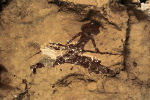 Sztuka naskalna: łowczyni kobiet. Prehistoria, górny paleolit. Jaskinia Tio Garroso, Hiszpania. autorstwa Prehistoric Prehistoric