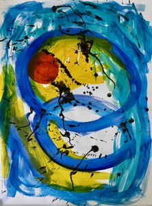 Dynamiczny niebiesko-żółty abstrakt autorstwa Preston Harmon