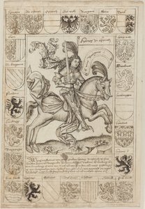 Maksymilian, książę Austrii, na koniu autorstwa Primary Master of the Strassburg Chronicle