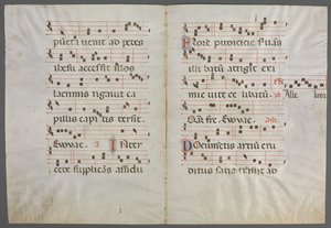 Bifolium z antyfonarza: muzyka autorstwa Primo Miniatore di San Domenico