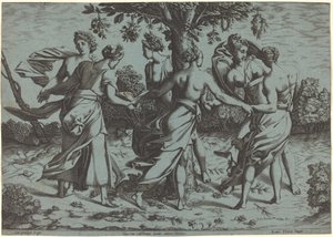 Taniec driad autorstwa Probably French 16th Century after Pierre Milan after Rosso Fiorentino