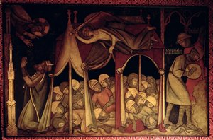 A História de Ezequias, reconstrução de uma parede uma pintura originalmente na Câmara Pintada do Palácio de Westminsterpolish