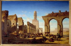 Ruiny meczetu kalifa Al Hakima w Kairze Obraz Prospera Marilhata (1811-1847) XIX w. Słońce. 0,84x1,3m²
