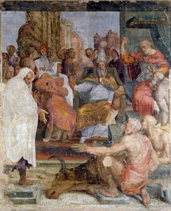 Opowiadania papieża Sylwestra i cesarza Konstantyna, Prospero Fontana (1512-1597), fresk, sala, Palazzina della Viola, Bolonia, Emilia-Romania, Włochy