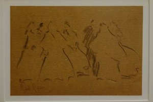 szkic postaci kobiecych, Narcís Puget Riquer, rysunek węglem, muzeum Puget, szlachecki dom Can Laudis, Dalt Vila, Ibiza, Baleary, Hiszpania