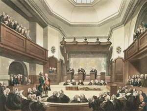 Court of Common Pleas, Westminster Hall, z „Mikrokosmosu Londynu”, ryt. J. C. Stadler (fl.1780-1812), wyd. R. Ackermann (1764-1834) 1808 (akwatinta)