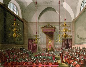 Izba Lordów z „Mikrokosmosu Londynu” Ackermanna autorstwa Pugin and Rowlandson