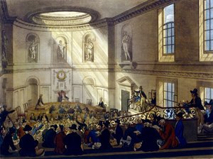 Dom Indii, Sala Wyprzedaży, z „Mikrokosmosu Londynu Ackermanna”, grawerowane przez Josepha Constantine