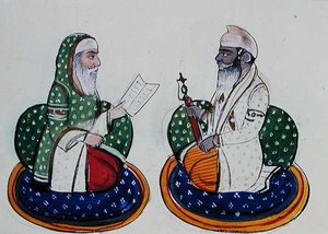 Fakir Nur-ud-din i Sardar Atar Singh, ok. 1890 (akwarela na papierze) autorstwa Punjabi School