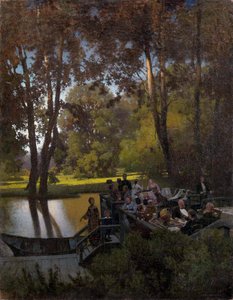 ""Dejeuner au parc"" (Obiad w parku) Peinture de Pyotr Alexandrovich Sukhodolsky (Soukhodolsky) (1835-1903) Olej na płótnie Wymiary 61,5x48 cm Kolekcja prywatna autorstwa Pyotr Alexandrovich Sukhodolsky