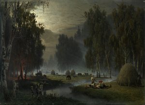 Sianokosy. Wieczorny odpoczynek autorstwa Pyotr Alexandrovich Sukhodolsky