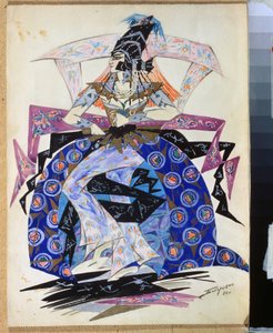 Projekt kostiumu do baletu „Pietruszka” Igora Strawińskiego (1882-1971) (Projekt kostiumu do baletu Pietruszka I. Strawińskiego). Rysunek Piotra Boborykina (Piotra Boborykina) (1836-1921). Akwarela i ołówek na papierze, 35,6 x 26,5 cm autorstwa Pyotr Boborykin