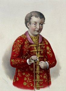Wielki książę Symeon Aleksiejewicz (1665-1669) Rosji (carewicz Symeon Aleksiejewicz Rosji). Praca Piotra Fiodorowicza Borela (1829-1898), litografia ok. 1860 r. XIX-wieczna sztuka rosyjska, neoklasycyzm. Rosyjska Biblioteka Państwowa, Moskwa. autorstwa Pyotr Fyodorovich Borel