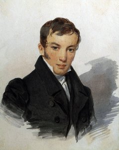 Portret Wasilija Joukowskiego (1783-1852), rosyjskiego poety (Portret poety Wasilija Żukowskiego). Praca Piotra (Piotra) Fiodorowicza Sokołowa (Peter Sokołowa) (1791-1848), ok. 1820. Akwarela na papierze. Sankt Petersburg, Muzeum A. Puszkina Muzeum Pamięci autorstwa Pyotr Fyodorovich Sokolov