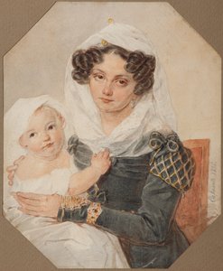 Portret hrabiny Marii Nikołajewnej Wołkońskiej 1805-1863 z synem Nikołajem, 1826 autorstwa Pyotr Fyodorovich Sokolov