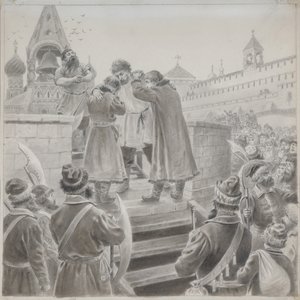 Ilustracja do wiersza Pieśń kupca Kałasznikowa M. Lermontowa autorstwa Pyotr Ivanovich Korovin