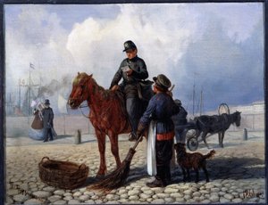 Listonosz (Listonosz). Obraz Piotra Nikołajewicza Grusinskiego (1837-1892), olej na płótnie autorstwa Pyotr Nikolayevich Grusinsky