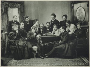 Anton Czechow czyta „Mewę” z zespołem Moskiewskiego Teatru Artystycznego, 1899 autorstwa Pyotr Petrovich Pavlov