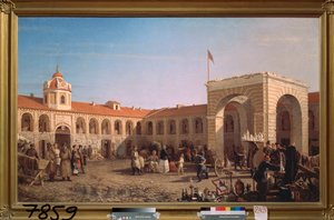 Targ Apraksin w Sankt Petersburgu (Targ Apraksin w Petersburgu) - Obraz Piotra Pietrowicza Vereshchagin (Piotr Vereshchagin) (1836-1886), olej na płótnie