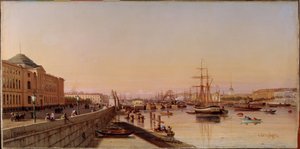 Letni wieczór na nabrzeżu Newy, w pobliżu Akademii Sztuk Pięknych w Petersburgu. Obraz Piotra Pietrowicza Vereschagin (Vereshchagin, Vereshchagin) (1836-1886), olej na płótnie, około 1870 r. Sztuka rosyjska