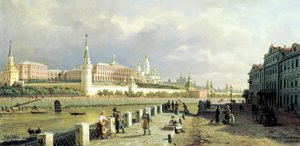 Widok Kremla z Nabrzeża Sofijskiego w Moskwie, 1879 r.