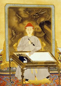 Heng Tsu lub Kangxi, cesarz Chin przy swoim biurku