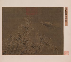 Samotne wędkowanie w lodowatej rzece autorstwa Qing Dynasty Chinese School