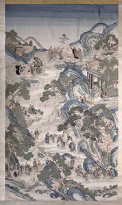 Spotkania Grup Nieśmiertelnych, ok. 1800 r. (tekstylia) autorstwa Qing Dynasty Chinese School