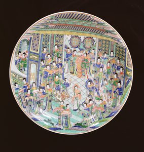 Duża Famille Verte Charger, okres Kangxi (1662-1722) (porcelana) (patrz również 272194) autorstwa Qing Dynasty Chinese School