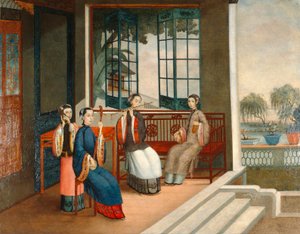 Muzycy, ok. 1800 (olej na płótnie) autorstwa Qing Dynasty Chinese School