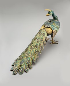 Kadzielnica Cloisonne w kształcie pawia