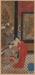 Yang Guifei opuszcza wannę autorstwa Qing Dynasty Chinese School