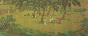 Zhao Mengfu piszący Sutrę Serca w zamian za herbatę
