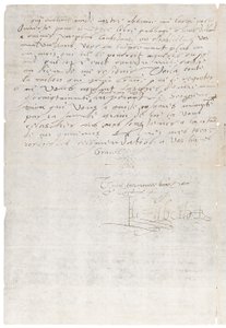 List w języku francuskim Elżbiety I z Anglii do Henryka z Nawarry, później Henryka IV z Francji, ok. 1585 autorstwa Queen Elizabeth I of England and
